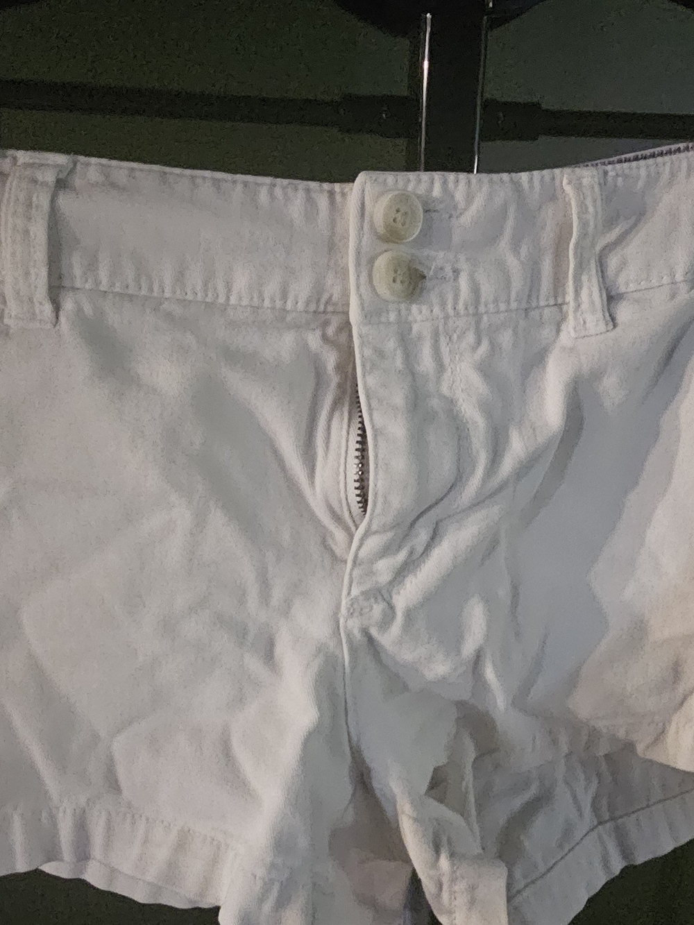 American Eagle White Midi Chino Shorts Double Button -